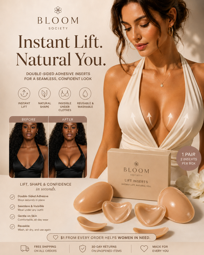 Bloom Lift™ Adhesive Bra Inserts — Reusable, Double-Sided Lift & Support