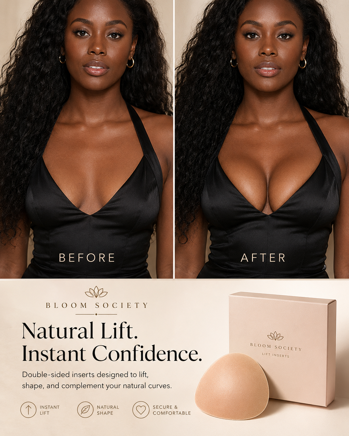 Bloom Lift™ Adhesive Bra Inserts — Reusable, Double-Sided Lift & Support