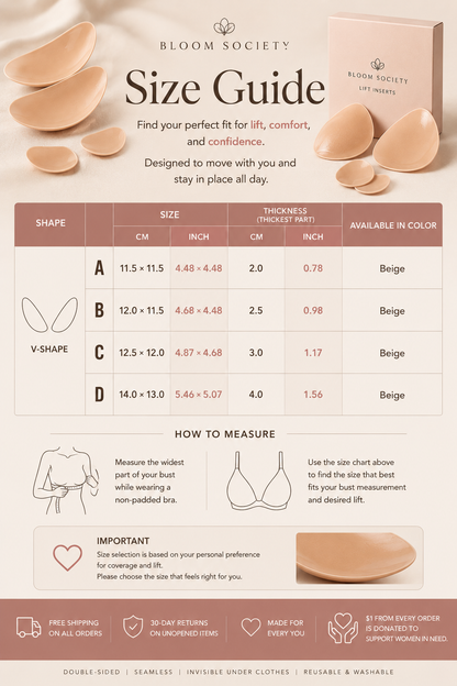 Bloom Lift™ Adhesive Bra Inserts — Reusable, Double-Sided Lift & Support